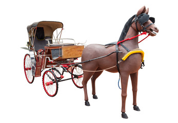 Horse carriage on a white background.