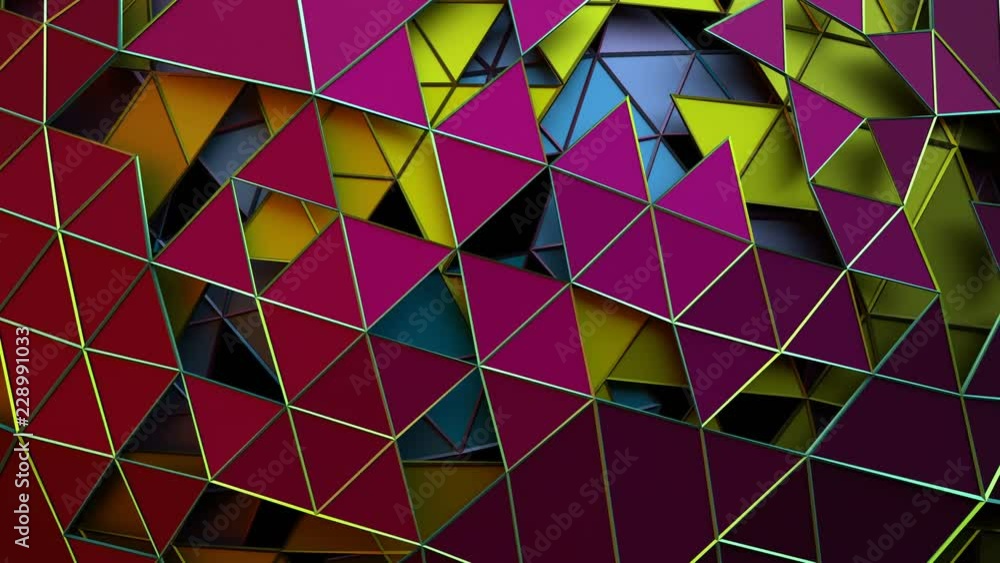 Poster abstract 3d rendering of geometric surface. modern looped animation background with polygonal shape.