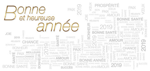 Fototapeta premium BONNE ANNÉE 2019 NUAGE DE TEXTE