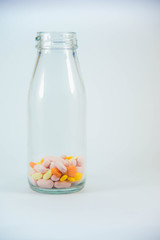 Medicine pills colorful on white background
