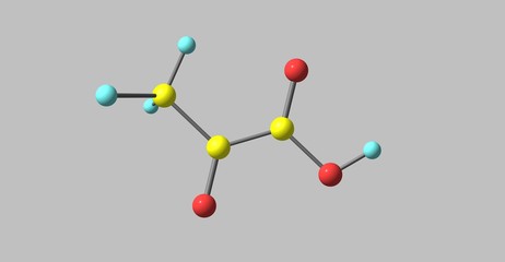 Pyruvic acid molecular structure isolated on grey