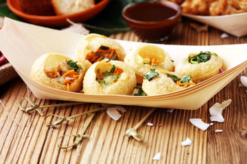 Pani Puri indian street food. Golgappe, Chat item, India.