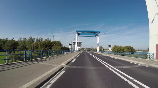 POV Driving on Houtribdijk dike in the Netherlands at the ijselmeer