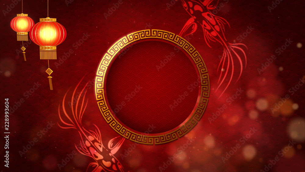 Poster chinese new year also known as the spring festival. digital particles loop background with chinese o