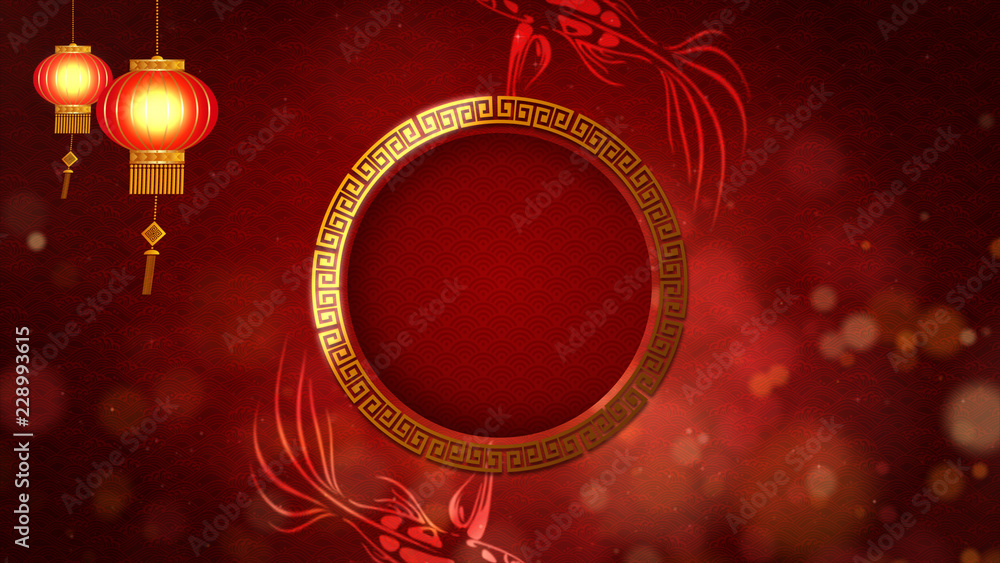 Poster chinese new year also known as the spring festival. digital particles loop background with chinese o