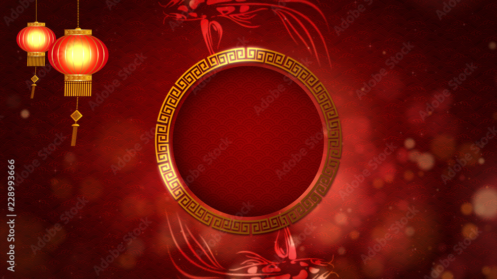 Poster chinese new year also known as the spring festival. digital particles loop background with chinese o