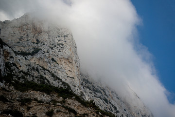 Clouds form on the Rock of Gibraltar