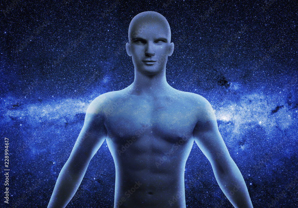 Sticker man with universe background