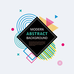Modern abstract geometric pattern colorful design with badge. Use for background, template, cover, poster, brochure, decorated, flyer.