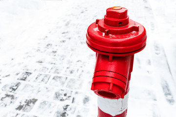 hydrant red bright on a white background fire safety base base design industrial copy space