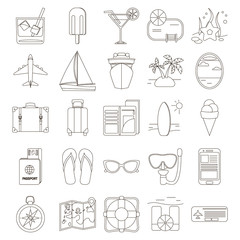 Set of travel icons in line stile. Vector illustration.