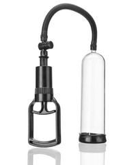 Transparent penis pump on a white background