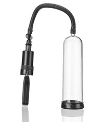 Transparent penis pump on a white background