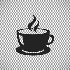 Disposable coffee cup icon with coffee beans logo, Vector illustration flat design with long shadow.