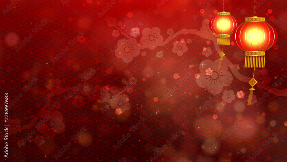 Poster chinese new year also known as the spring festival. digital particles loop background with chinese o