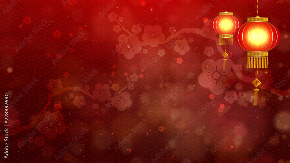 Poster chinese new year also known as the spring festival. digital particles loop background with chinese o