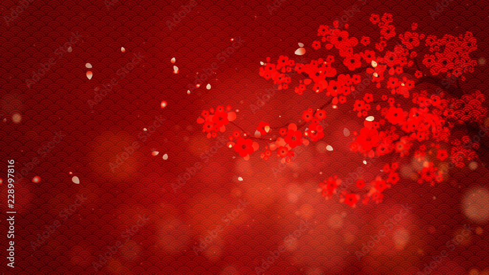 Poster Chinese New Year also known as the Spring Festival. Digital particles loop background with Chinese ornament and decorations