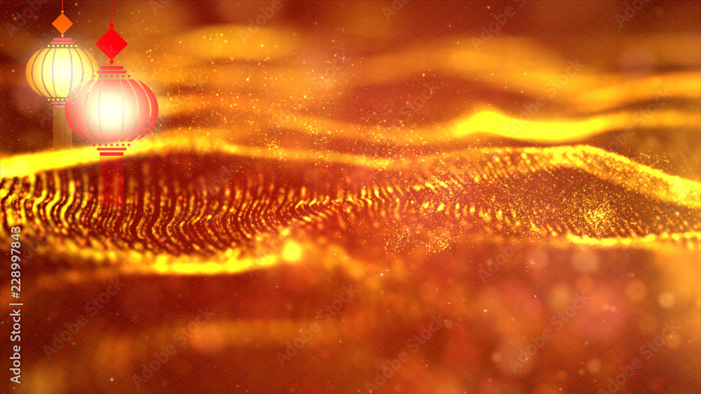 Aufkleber chinese new year also known as the spring festival. digital particles loop background with chinese o