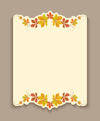 Invitation card with yellow autumn leaves