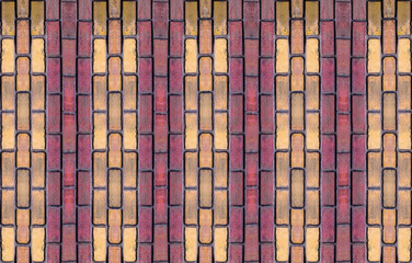 stone pattern yellow red brick vertical symmetrical background row of light dark cobble base grunge