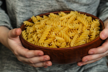pasta fusilli. close-up partial view