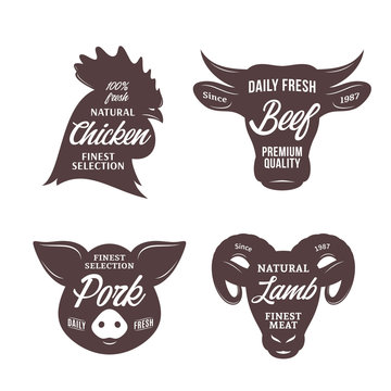 Butchery logo templates. Farm animal icons