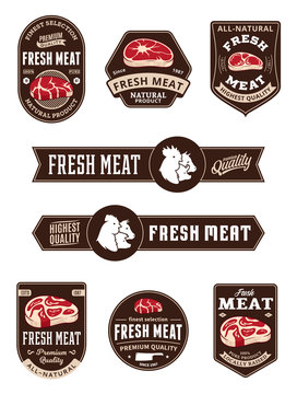 Meat store and butchery logo and labels