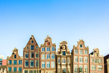 Traditional old buildings in Amsterdam, the Netherlands