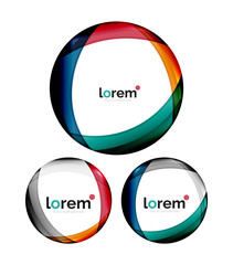 Set of geometric shape convergence logo design templates