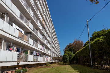 Obraz premium Gyoda apartment complex / It is an apartment complex located in Funabashi-city, Chiba Prefecture. It was created by the Housing Corporation at the time, and operation began in March 1976.