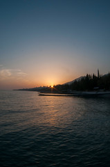 Fototapeta premium Sunset over the Black Sea. Abkhazia. new afon