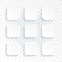Blank white rounded square website buttons set