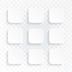 Blank white rounded square website buttons set
