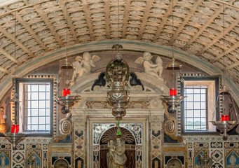 interior of the Cathedral of Santa Maria of Cagliari. The Shrine of the Martyrs: The Central Chapel...