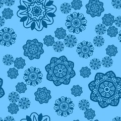 Azure and Blue snowflake seamless ornament