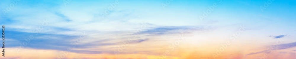 Wall mural dramatic panorama sky with cloud on twilight time. panoramic image.