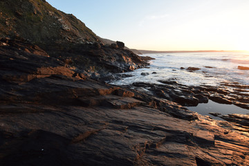Tregardock Beach Cornwall at sunset