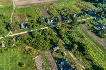 Russian sparsely populated village. View from above.