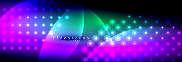 Obraz premium Vector blurred neon glowing circles with flowing and liquid light concept, energy magic fantastic abstract background