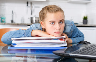 Tired of learning teenage schoolgirl