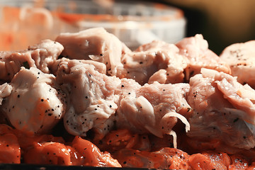 meat on charcoal shish kebab grill smoke