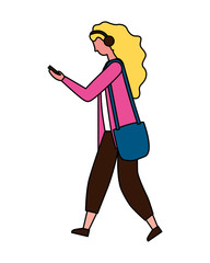 young woman standing character on white background