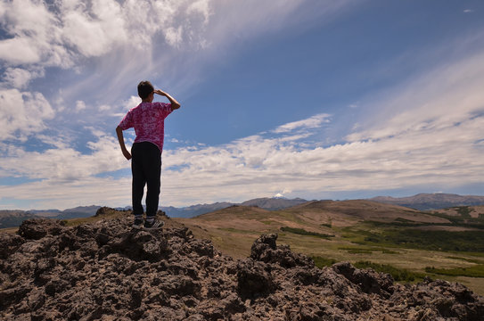 saludando al volcan lanin argentina 
