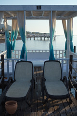 Beautiful landscape on the seashore. Very beautiful beach with sand. Travel on the seashore