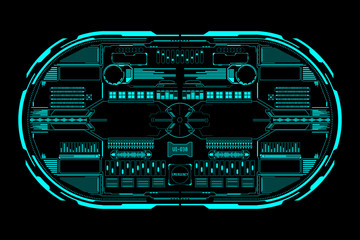 HUD Futuristic Technology Interface Elements Panel Vector. Abstract Virtual Cyber Object Pack For Game App UI Illustration.