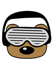 gesicht kopf feiern party dj kopfhörer musik spaß sonnenbrille cool bär süß niedlich sitzen klein comic cartoon clipart design teddy grizzly grizzlybär sitzend dick lustig