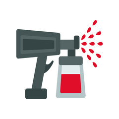 Spray gun icon, vector illustration, red paint.