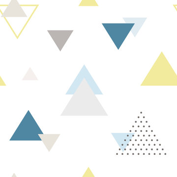 Fototapeta Modern abstract triangle seamless pattern in scandinavian style. Repeating Vector background.