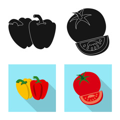 Vector design of vegetable and fruit icon. Set of vegetable and vegetarian stock vector illustration.