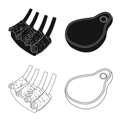 Vector illustration of meat and ham symbol. Collection of meat and cooking stock vector illustration.